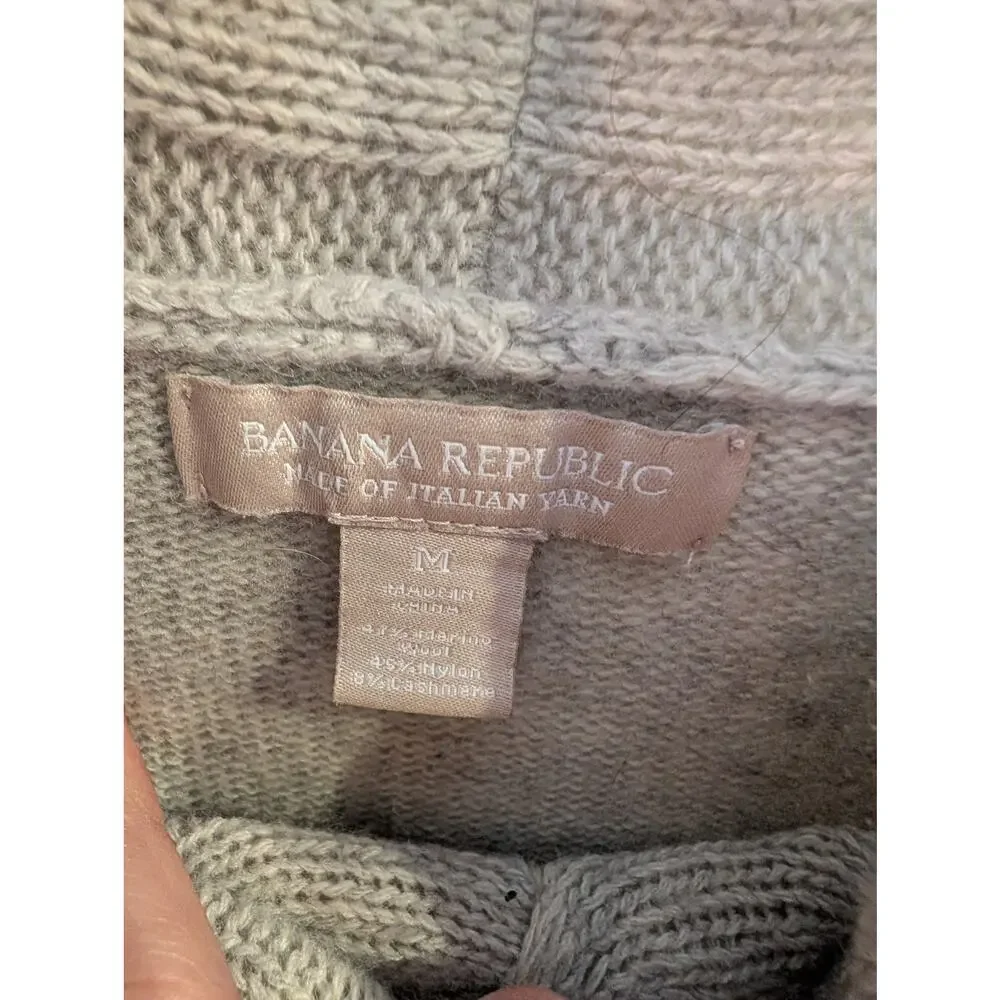 Banana Republic Italian Yarn Cowl Neck Sweater Women's M Grey Cashmere Merino - Picture 3 of 8